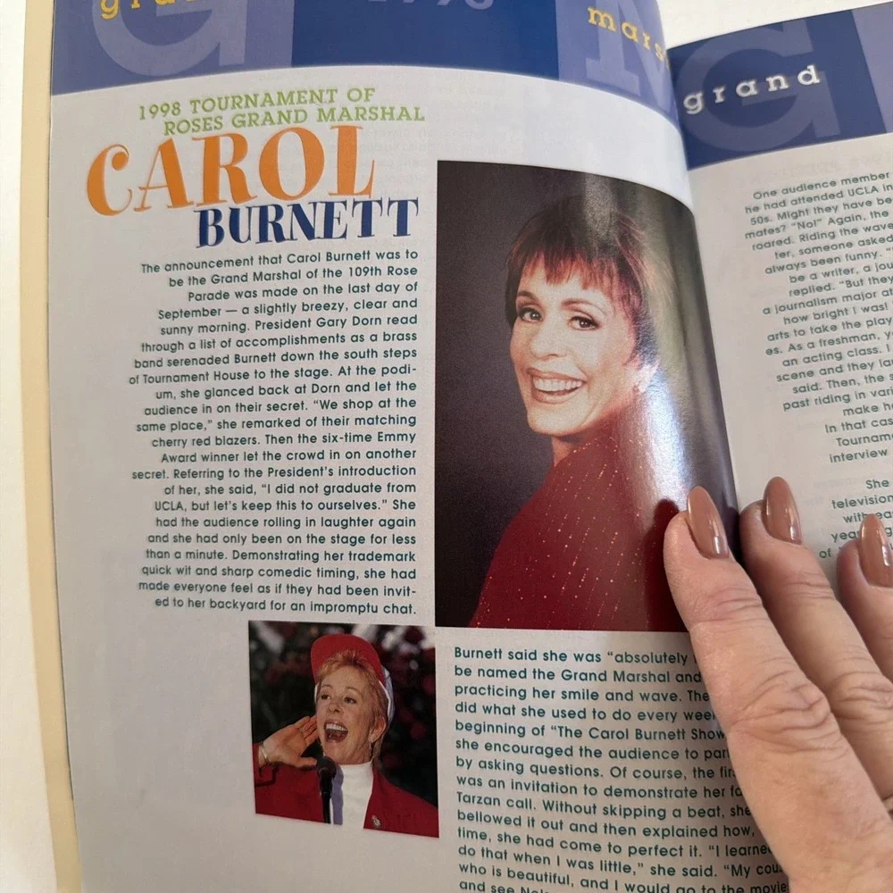 109th Tournament Of Roses Parade Official 1998 Program Carol Burnett